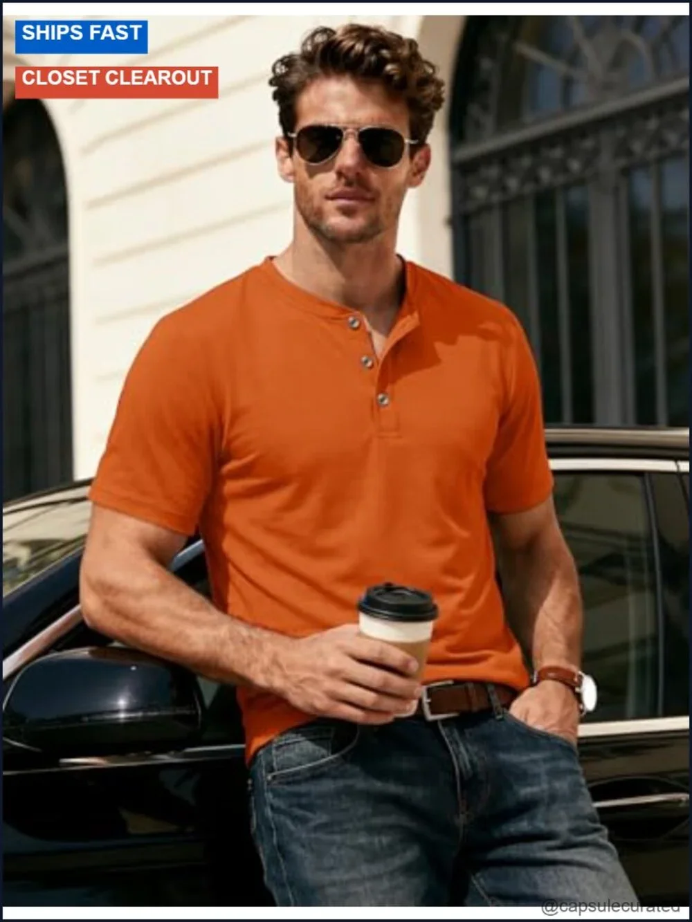 Men's Henley Short Sleeve Shirt Moisture Wicking Lightweight Cotton T-Shirt